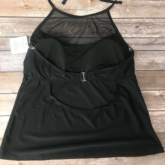 Plus Size Mesh Yoke Sequin Embellished Tankini Top - Picture 9 of 9